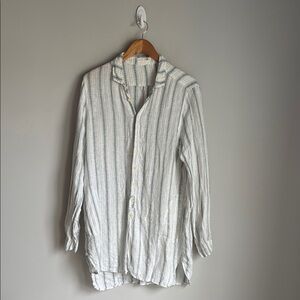 CP Shades Linen Button Long Sleeve Tunic Dress Medium